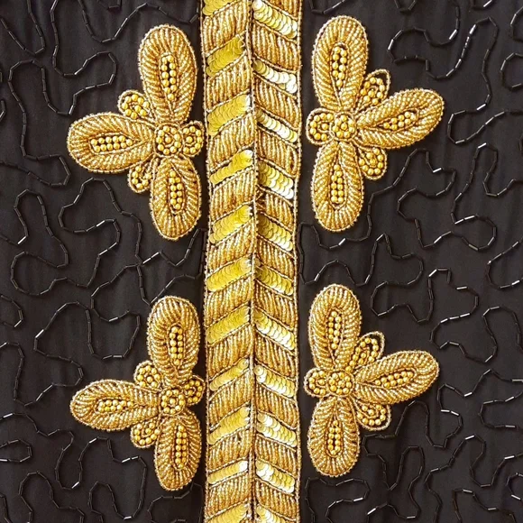 NWT, Vintage Laurence Kazar Black and Gold Hand Beaded Jacket - Picture 8 of 17